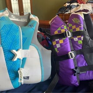 Youth Life Jacket Set - Blue and Purple Youth - Good condition